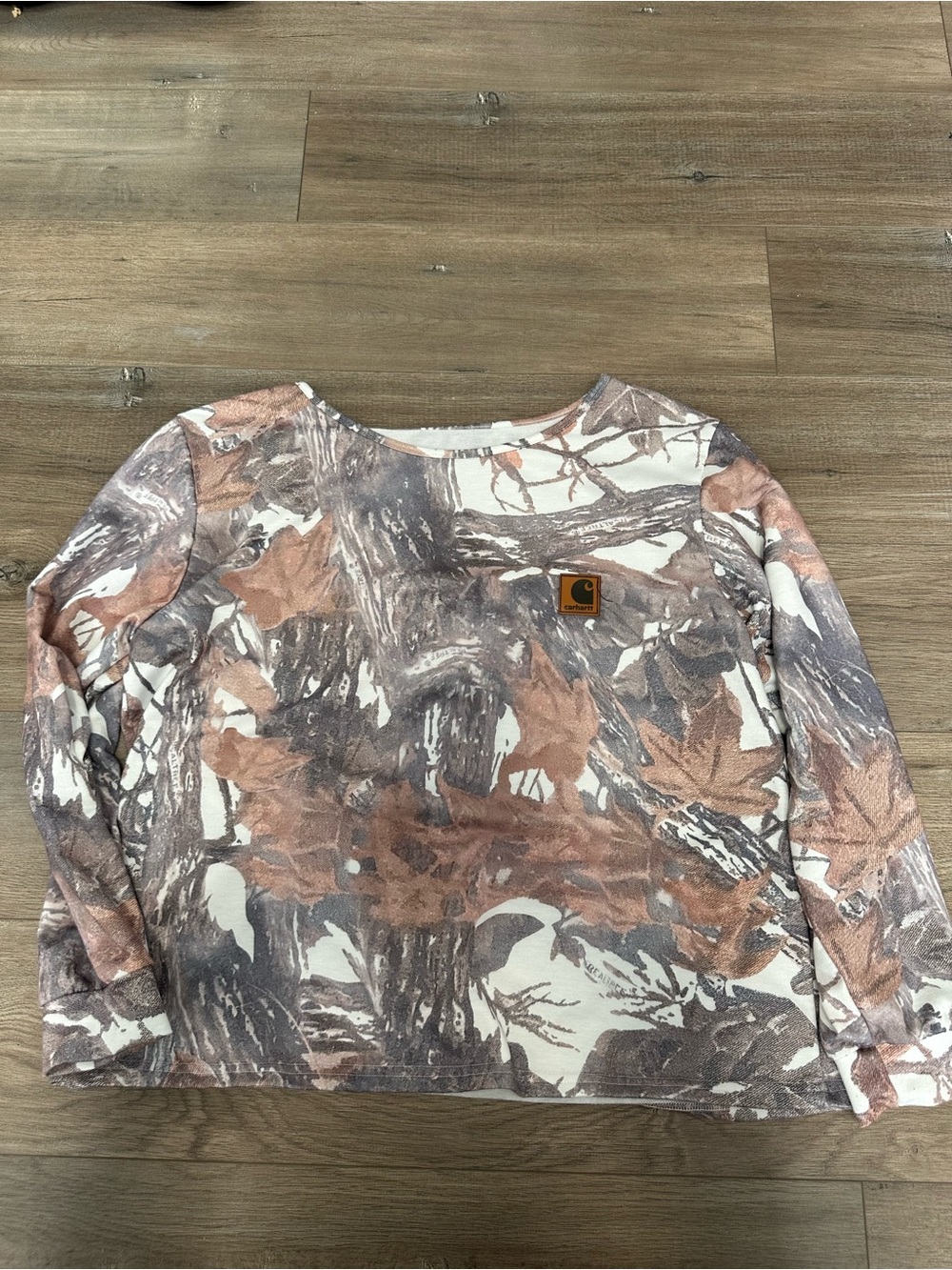 Carhartt Women's Long Sleeve Camo Tee in Pink and Brown
